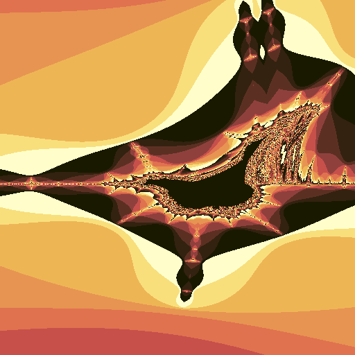 Perpendicular Burning Ship fractal with sharp mirrored branches and glowing depth.